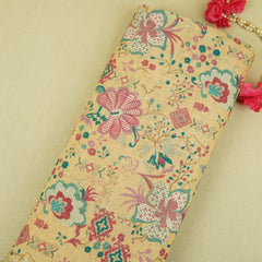 Light Yellow Floral Print Cotton Linen Fabric GTS-30286