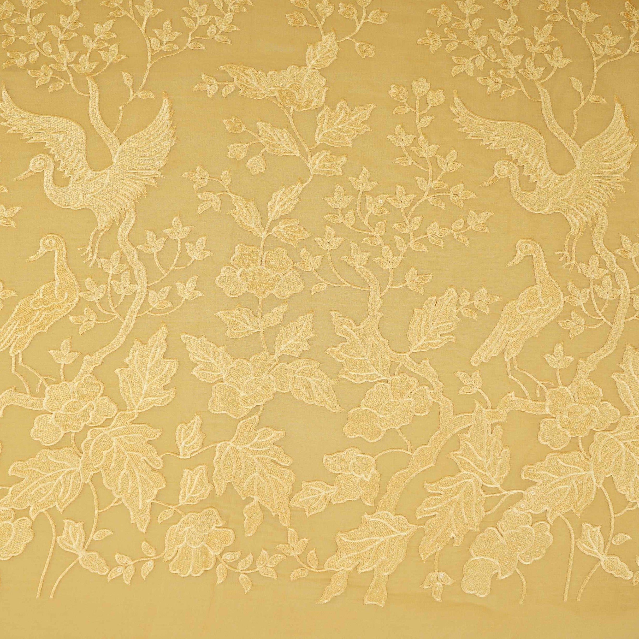 Yellow Parsi thread embroidery Organza Fabric GPF-32103 - TradeUNO