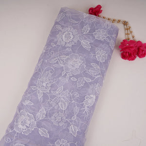 Blue floral jaal embroidery Pure 27gm Organza Fabric GPF-32094 - TradeUNO
