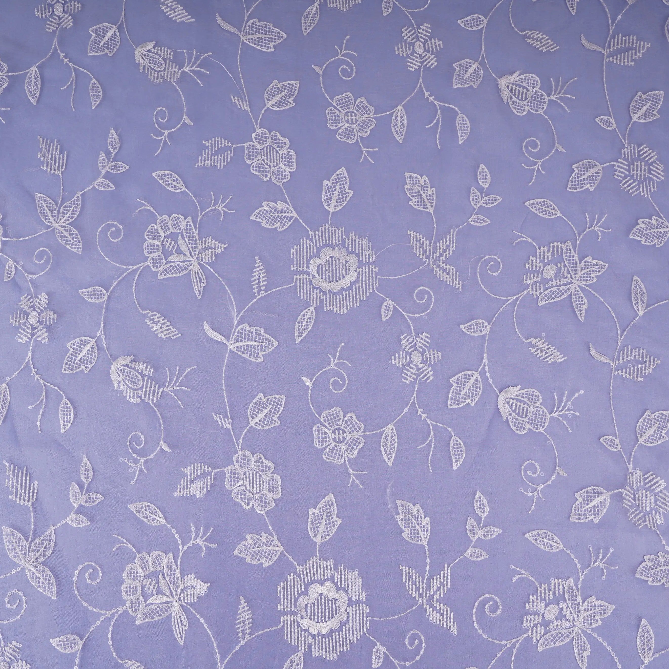 Blue floral jaal embroidery Pure 27gm Organza Fabric GPF-32094 - TradeUNO