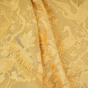 Yellow Parsi thread embroidery Organza Fabric GPF-32103 - TradeUNO