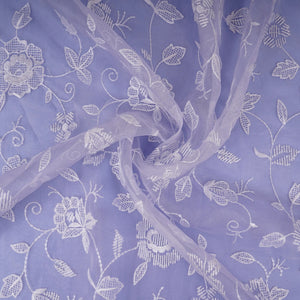 Blue floral jaal embroidery Pure 27gm Organza Fabric GPF-32094 - TradeUNO