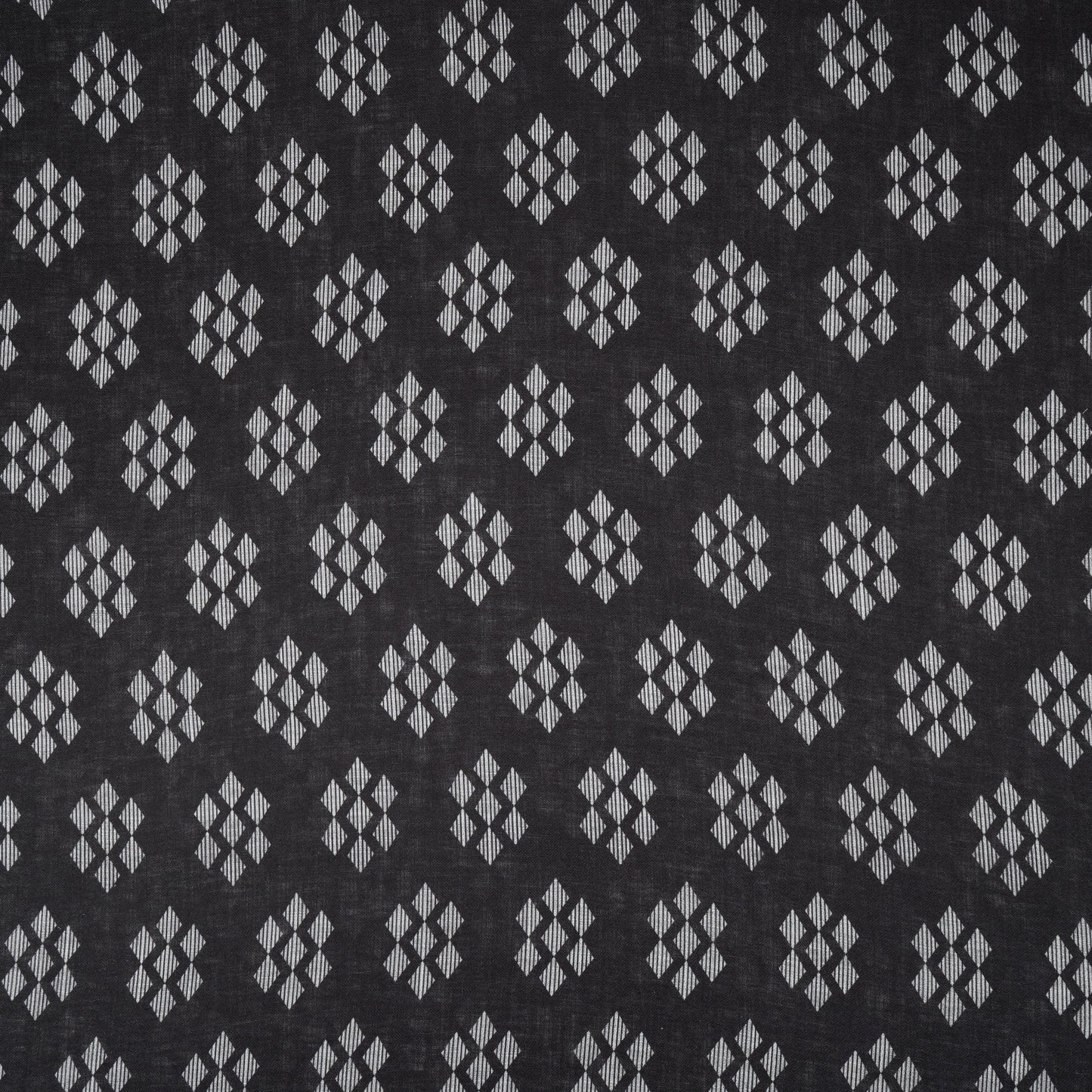 Black Abstract Print Cotton Linen Fabric GTS-30277