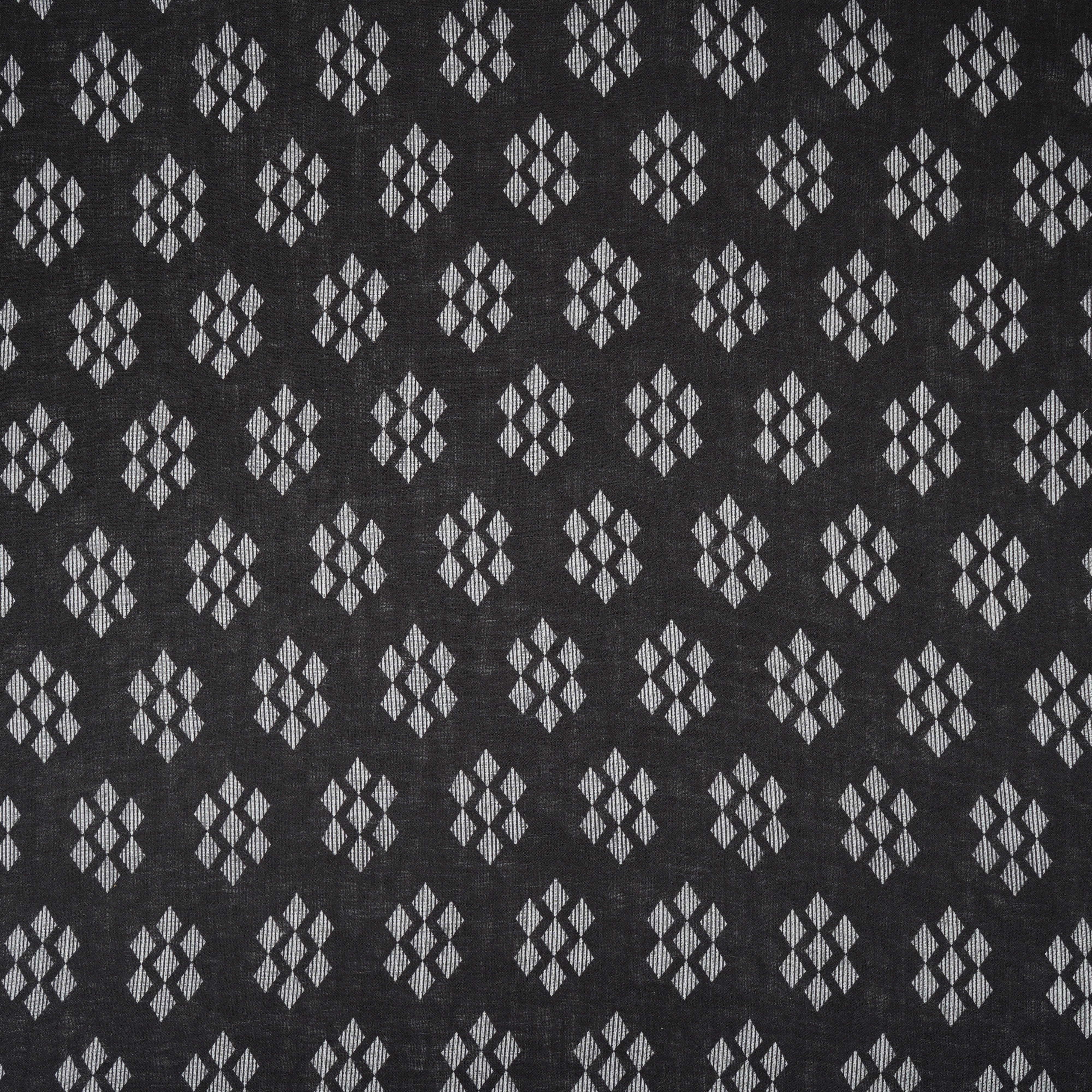 Black Abstract Print Cotton Linen Fabric GTS-30277 - TradeUNO