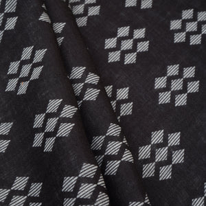 Black Abstract Print Cotton Linen Fabric GTS-30277 - TradeUNO