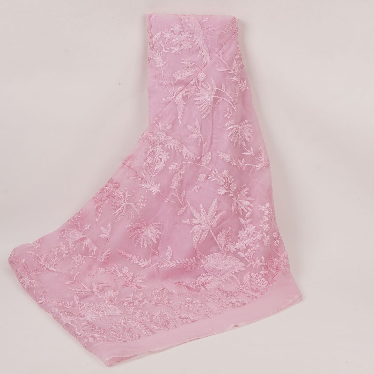 Pink Parsi thread embroidery Organza Fabric GPF-32101