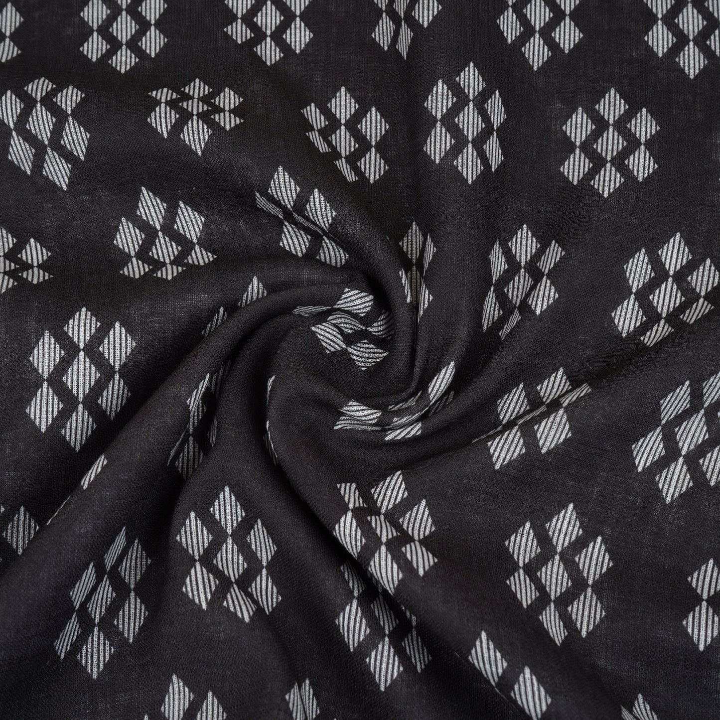 Black Abstract Print Cotton Linen Fabric GTS-30277