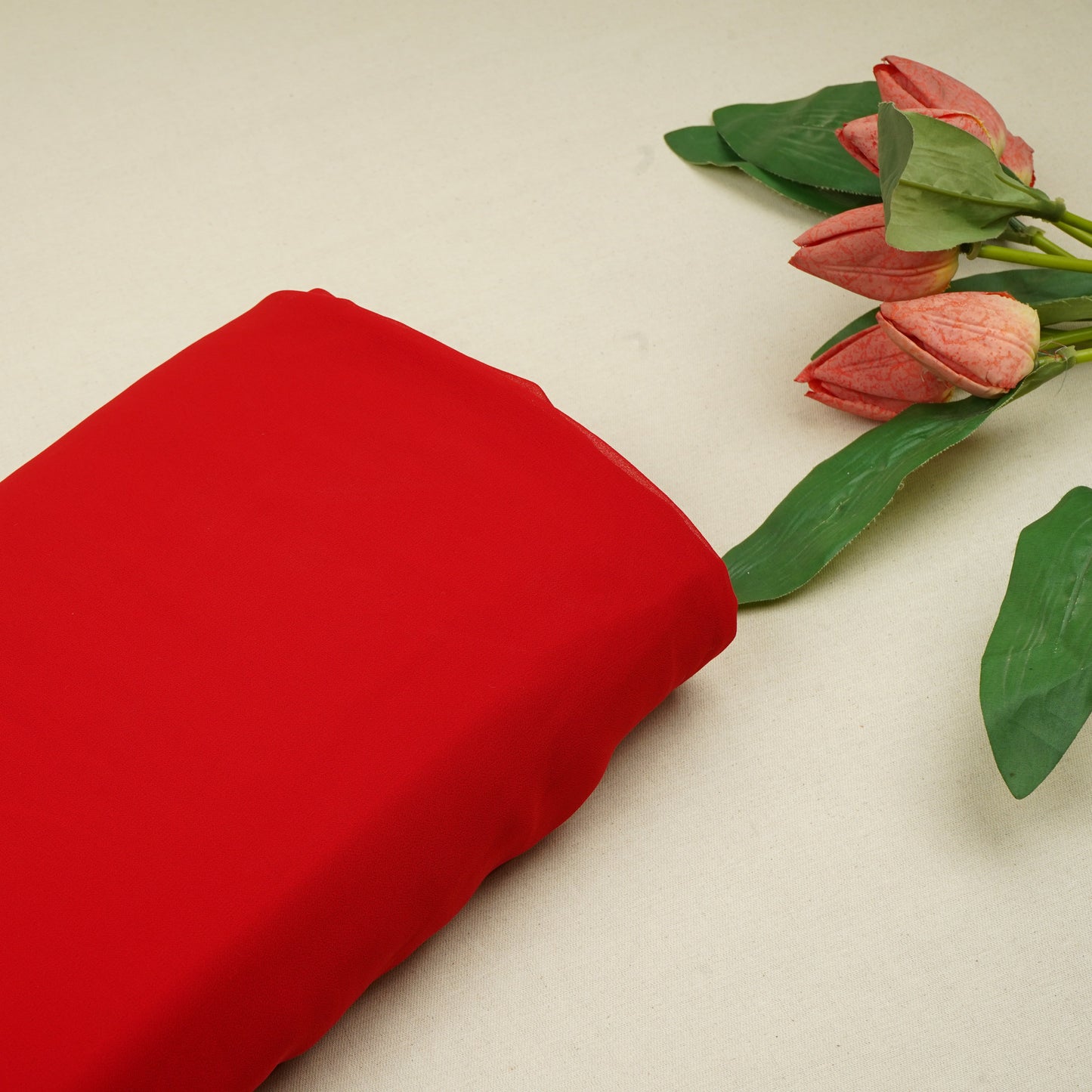 Tomato Red Solid Georgette Fabric 16570