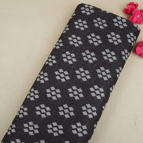 Black Abstract Print Cotton Linen Fabric GTS-30277