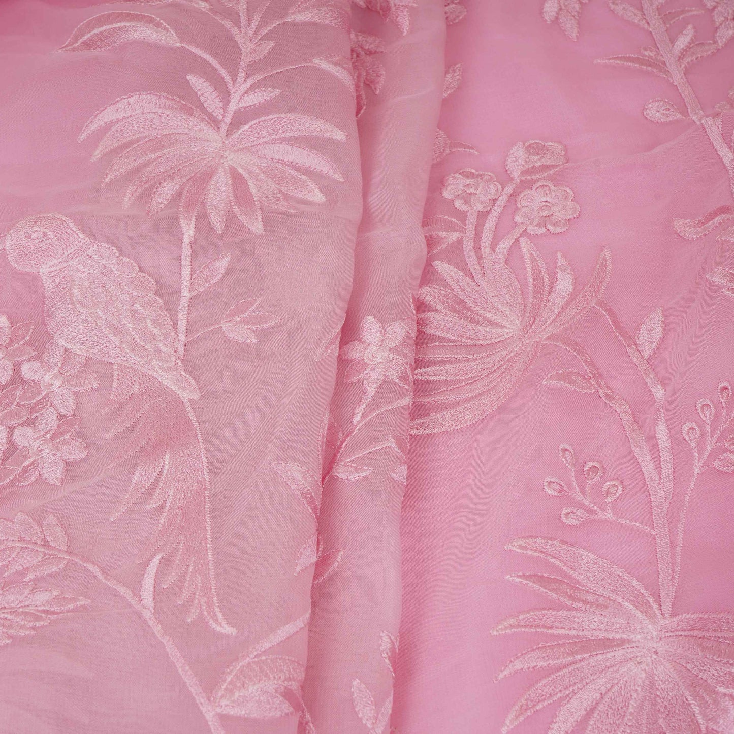 Pink Parsi thread embroidery Organza Fabric GPF-32101