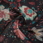 Black Floral Print Cotton Linen Fabric GTS-30280