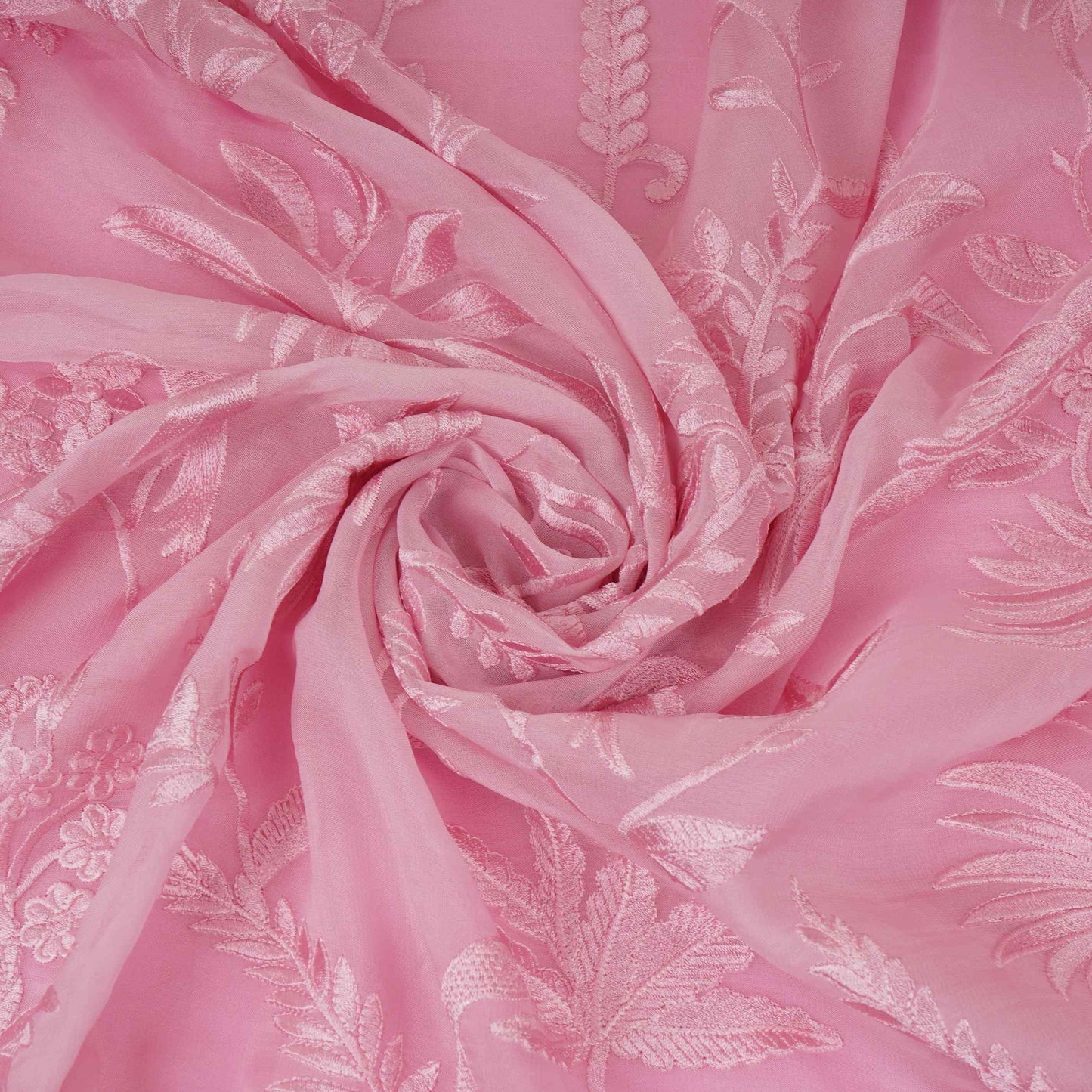 Pink Parsi thread embroidery Organza Fabric GPF-32101