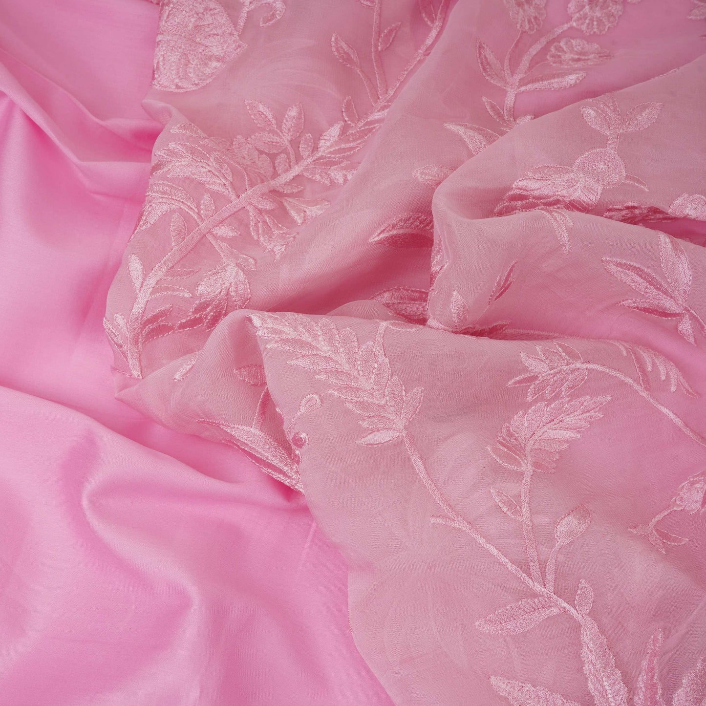 Pink Parsi thread embroidery Organza Fabric GPF-32101
