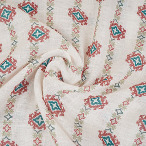 Cream Abstract Print Cotton Linen Fabric GTS-30285 - TradeUNO