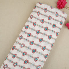 Cream Abstract Print Cotton Linen Fabric GTS-30285