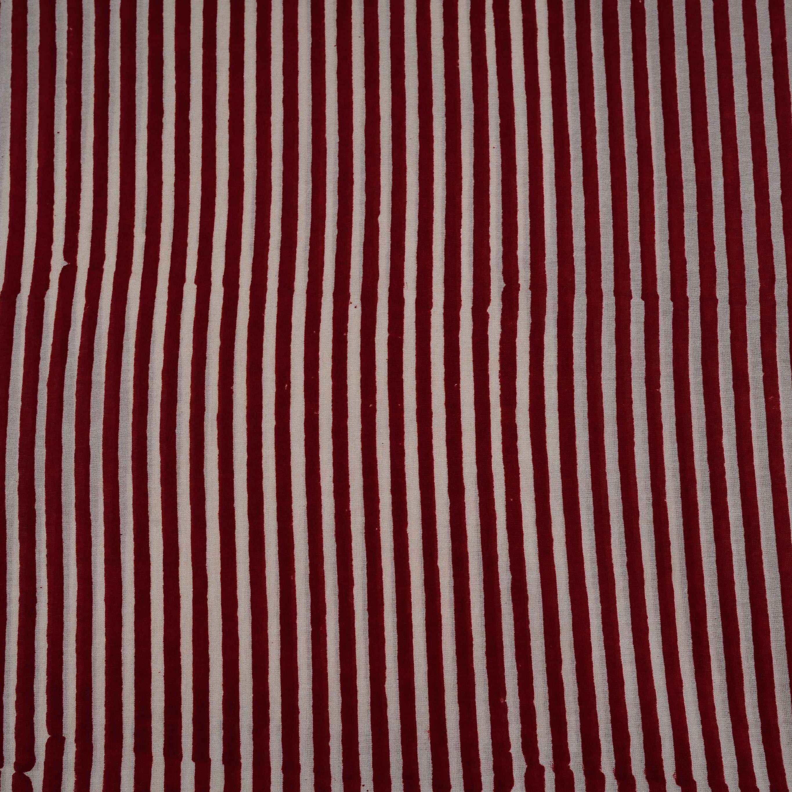 Maroon With White Stripes Print Chanderi Fabric CW-32505