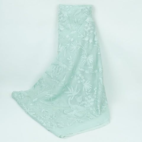 Mint Green Parsi thread embroidery Organza Fabric GPF-32102