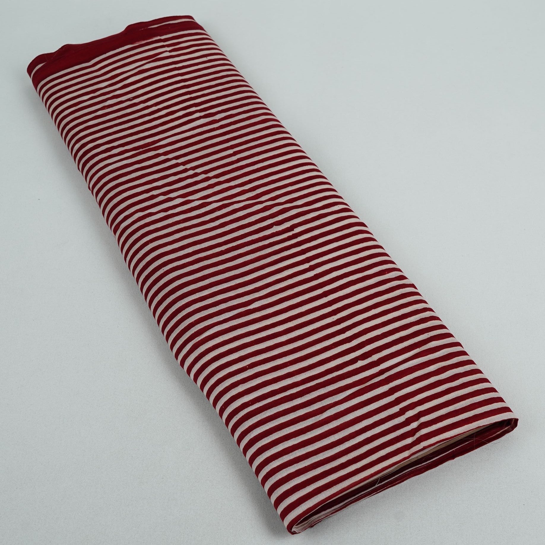 Maroon With White Stripes Print Chanderi Fabric CW-32505