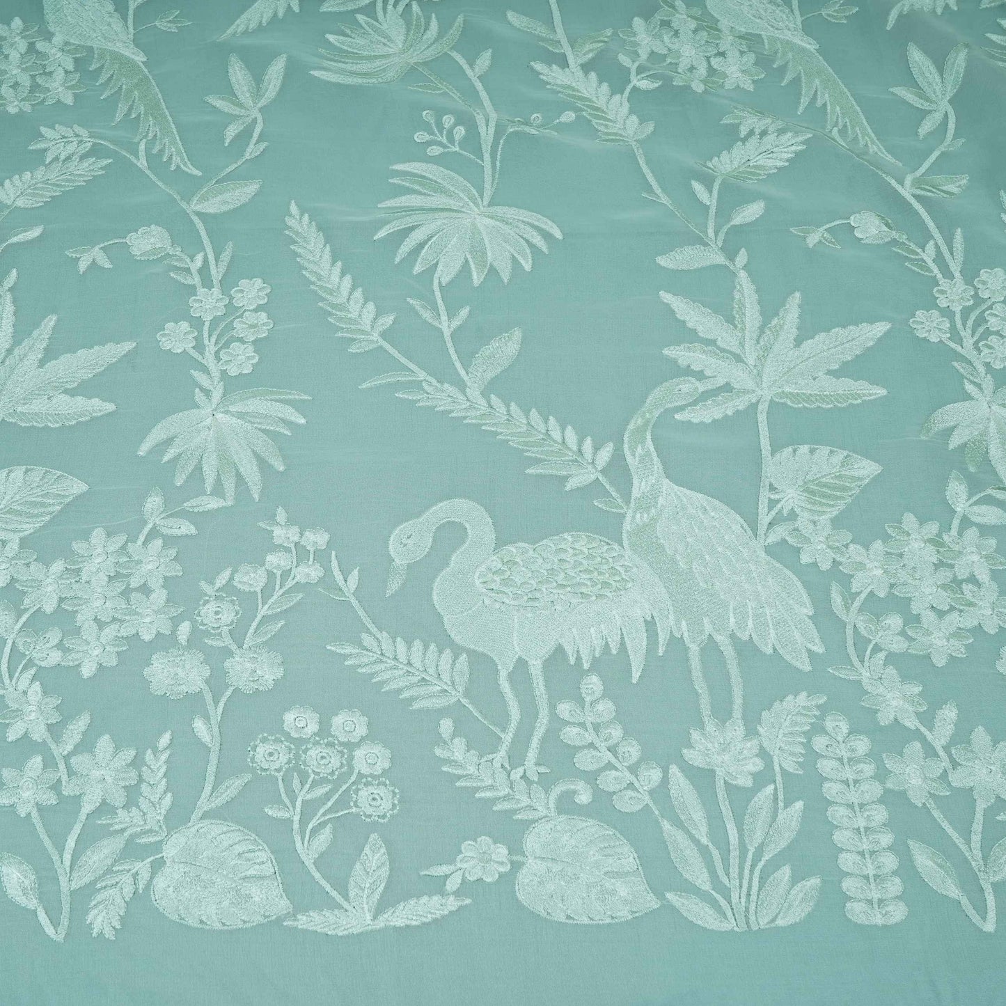 Mint Green Parsi thread embroidery Organza Fabric GPF-32102