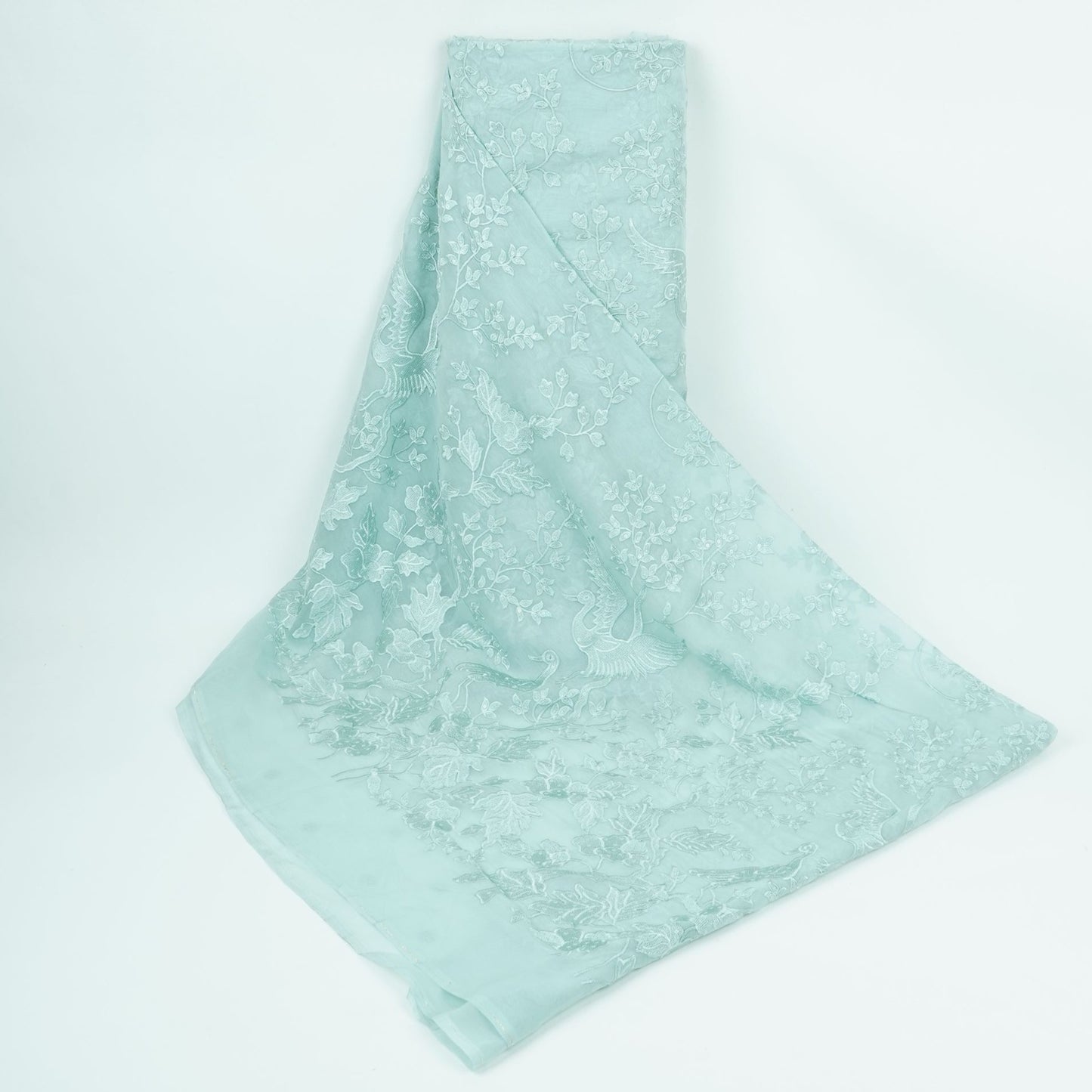 Sky Blue Parsi thread embroidery Organza Fabric GPF-32099