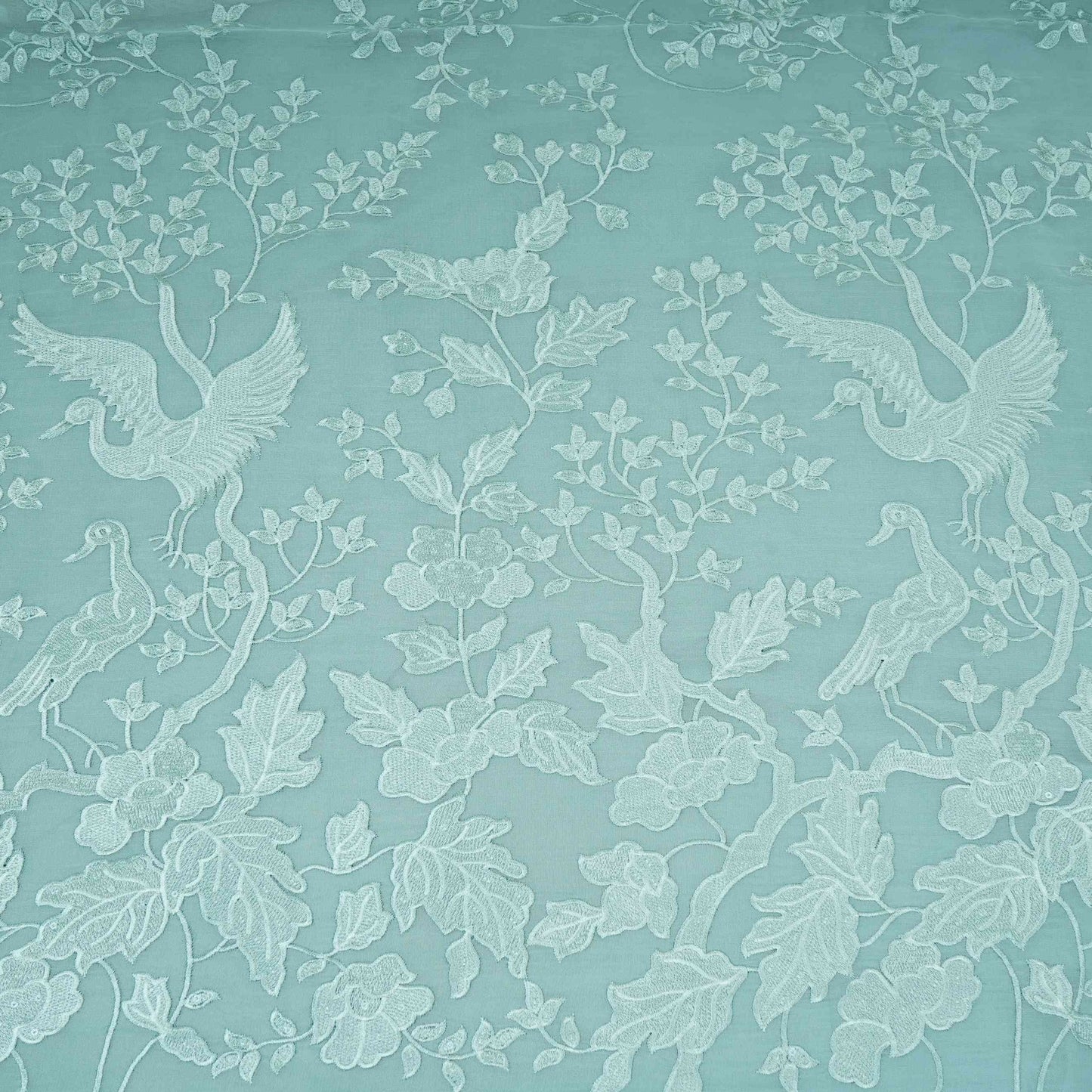 Sky Blue Parsi thread embroidery Organza Fabric GPF-32099