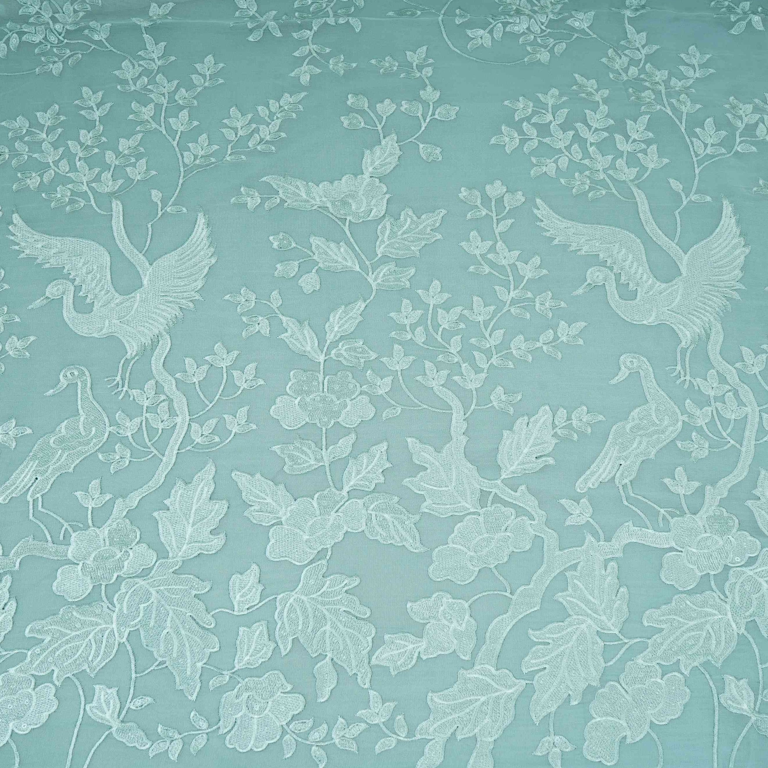 Sky Blue Parsi thread embroidery Organza Fabric GPF-32099 - TradeUNO
