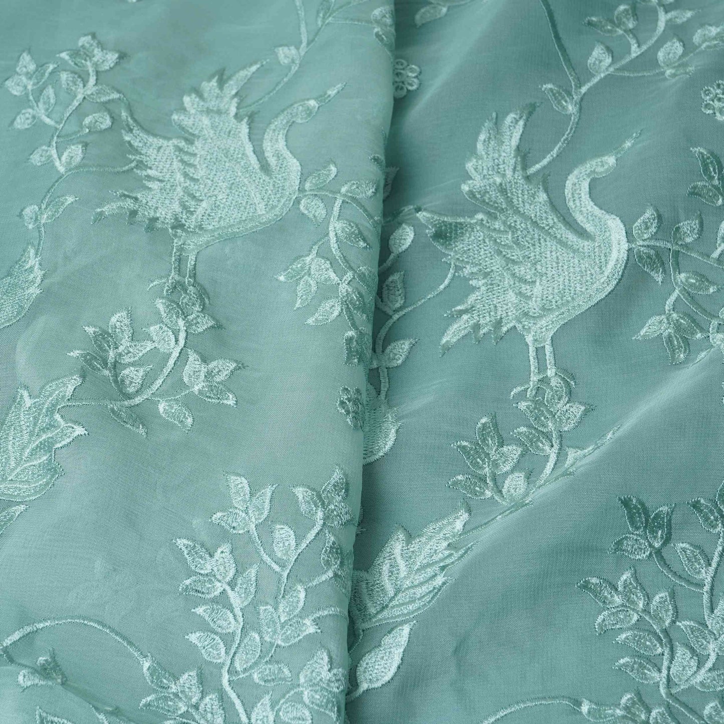 Sky Blue Parsi thread embroidery Organza Fabric GPF-32099