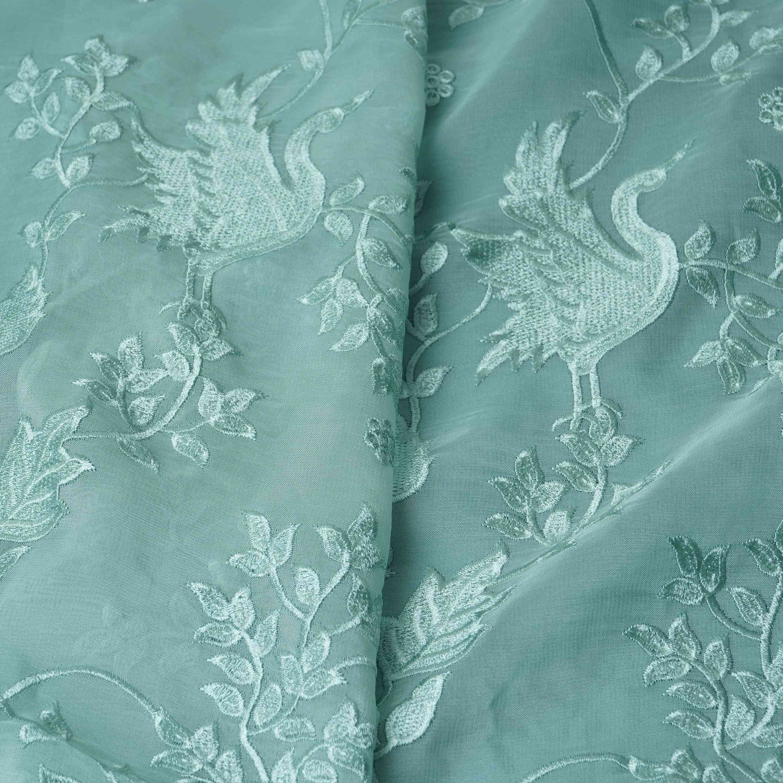 Sky Blue Parsi thread embroidery Organza Fabric GPF-32099 - TradeUNO