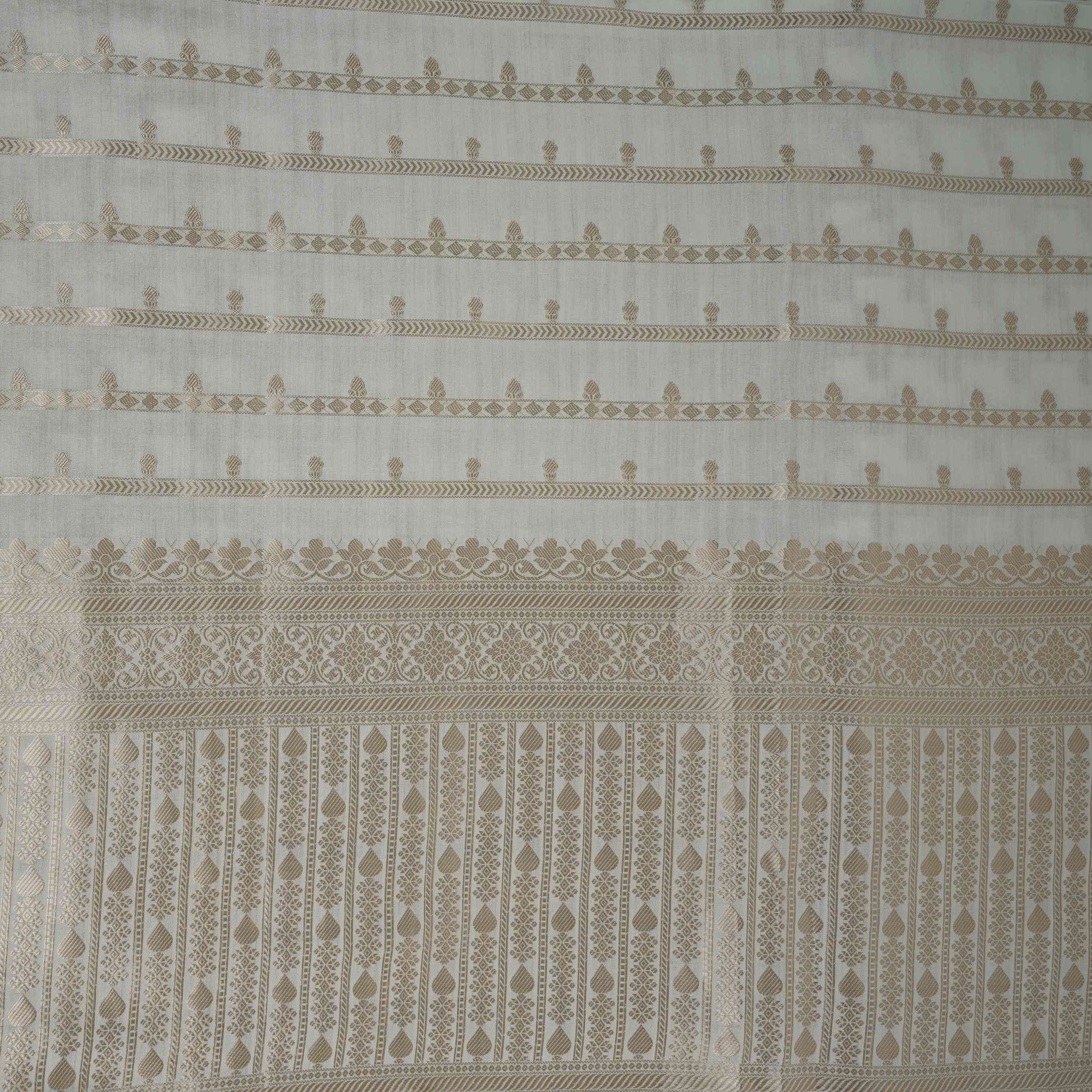 Off White Dyeable Jaal Chiniya Silk Fabric CW-32585