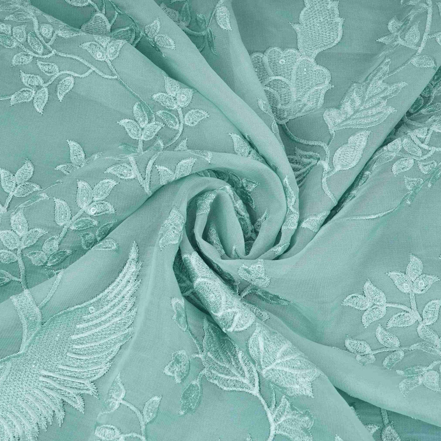 Sky Blue Parsi thread embroidery Organza Fabric GPF-32099