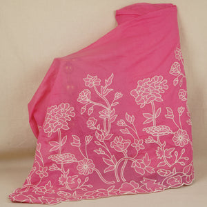 Pink Floral Applique 3D work Mul Chanderi Fabric DC-30257 - TradeUNO
