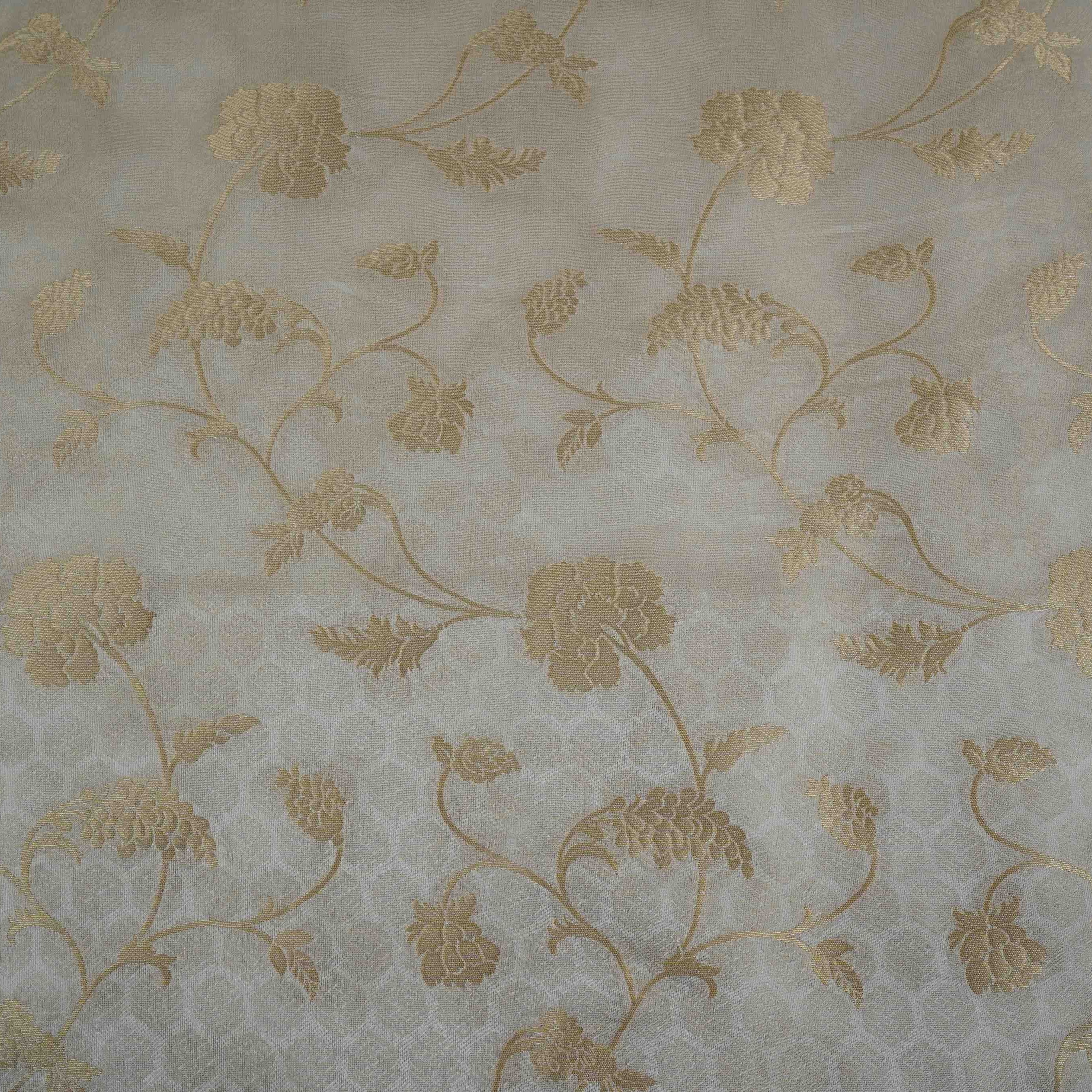 Golden floral jaal Jacquard Kanchi Silk Fabric MTI-32254
