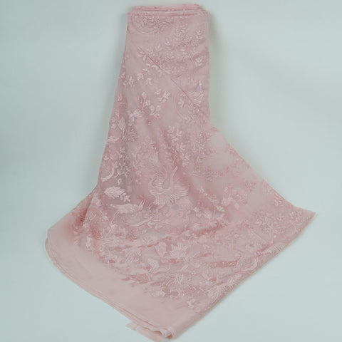 Baby Pink Parsi thread embroidery Organza Fabric GPF-32100