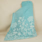 Aqua Blue Floral Applique 3D work Mul Chanderi Fabric DC-30260