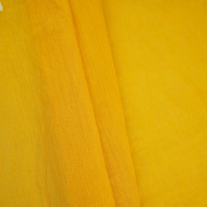 Mustard Yellow Floral Applique 3D work Mul Chanderi Fabric DC-30258 - TradeUNO