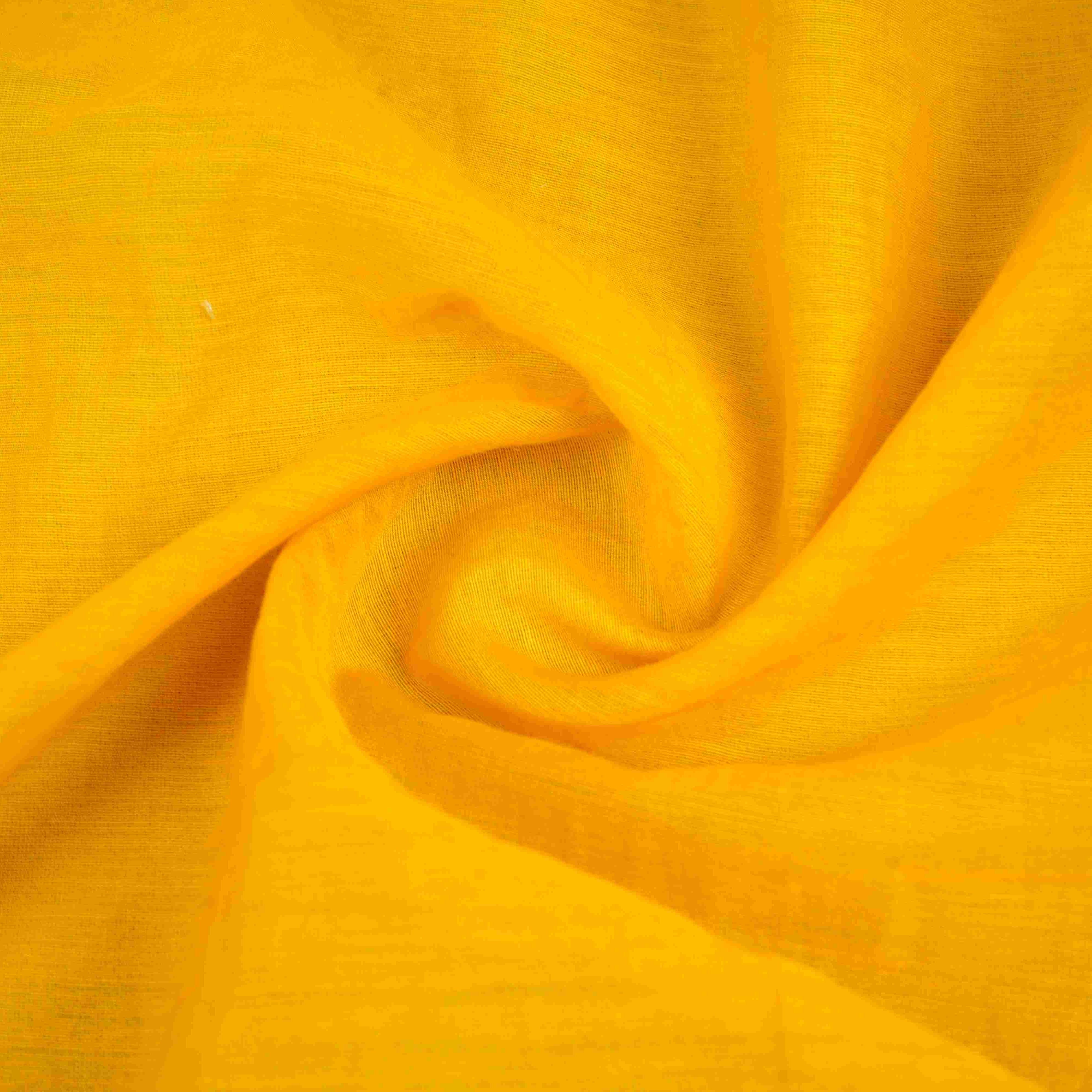 Mustard Yellow Floral Applique 3D work Mul Chanderi Fabric DC-30258 - TradeUNO