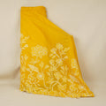 Mustard Yellow Floral Applique 3D work Mul Chanderi Fabric DC-30258