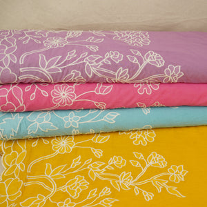 Light Purple Floral Applique 3D work Mul Chanderi Fabric DC-30259 - TradeUNO