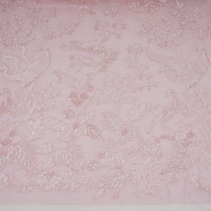 Baby Pink Parsi thread embroidery Organza Fabric GPF-32100 - TradeUNO