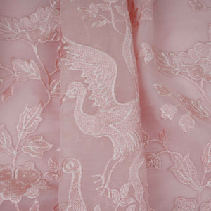 Baby Pink Parsi thread embroidery Organza Fabric GPF-32100 - TradeUNO
