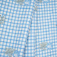 Blue floral Check print Linen Fabric DE-32131