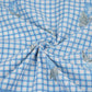 Blue floral Check print Linen Fabric DE-32131