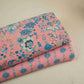 Coral Pink Abstract Print Cotton Linen Fabric GTS-30279