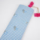 Blue floral Check print Linen Fabric DE-32131