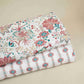 Cream Floral Print Cotton Linen Fabric GTS-30284