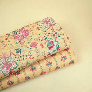 Light Yellow Abstract Print Cotton Linen Fabric GTS-30287 - TradeUNO