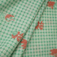 Green floral Check print Linen Fabric DE-32132