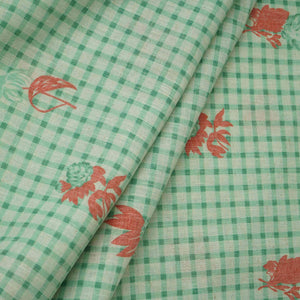 Green floral Check print Linen Fabric DE-32132 - TradeUNO