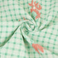 Green floral Check print Linen Fabric DE-32132