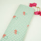 Green floral Check print Linen Fabric DE-32132